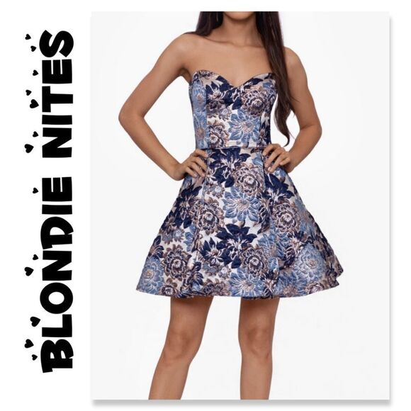 NWT BLONDIE NITES BROCADE A-LINE HOMECOMING DRESS - Picture 1 of 6